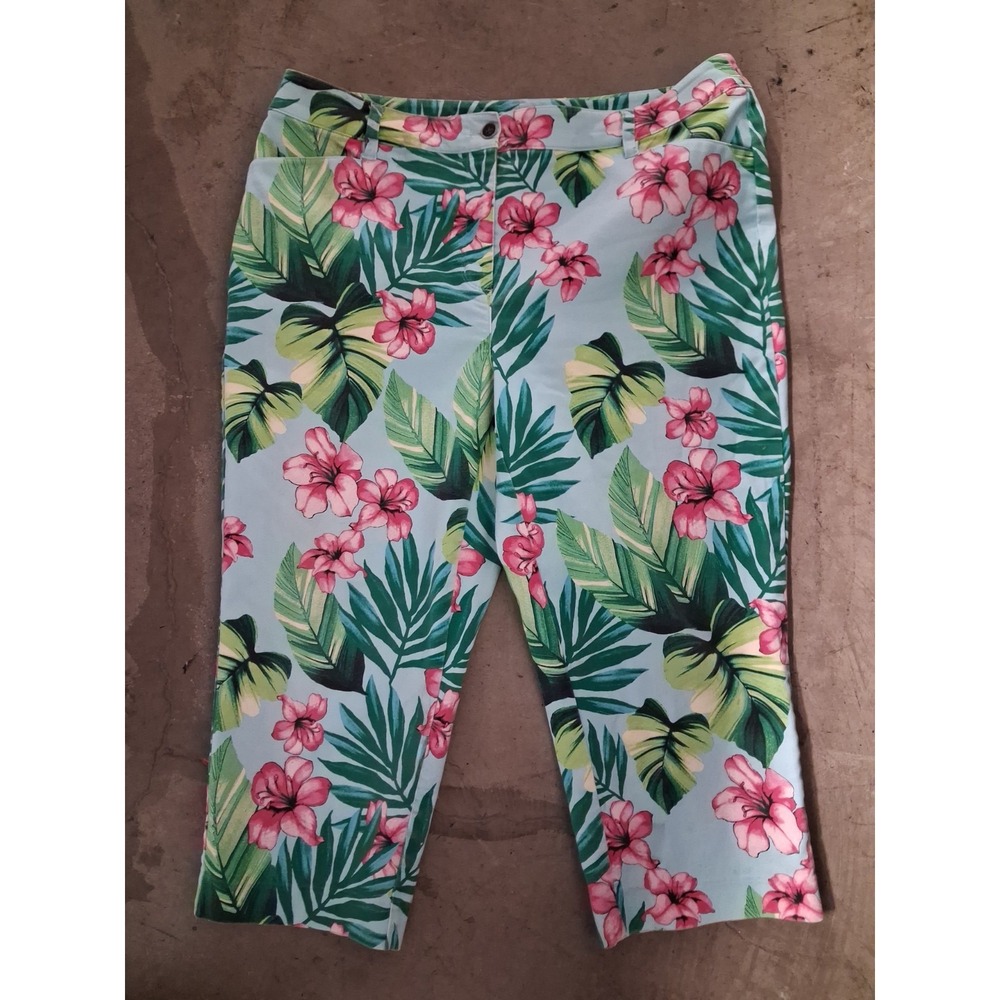 Perfect Stretch by Chico's Pants Capri Tropical Boho Beach Cruise Size 2.5 US XL